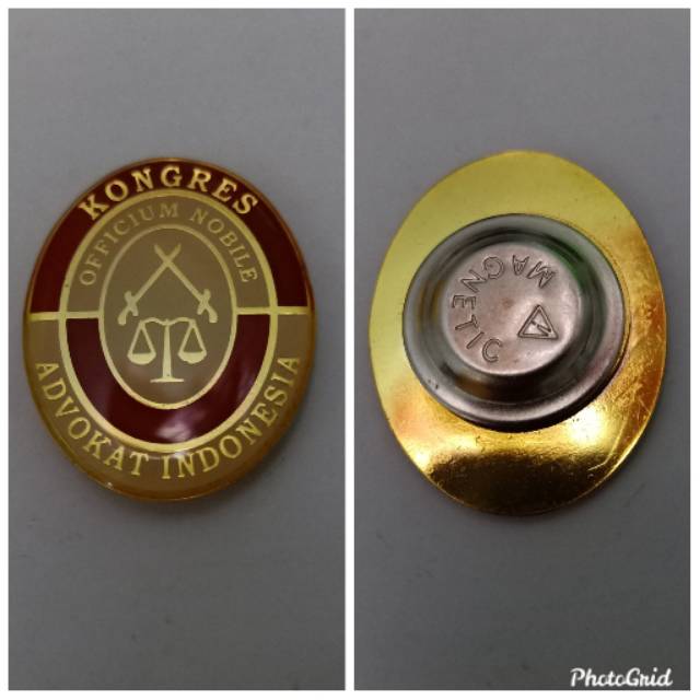 Pin KAI Kongres Advokat Indonesia K A I KAI Officium Nobile 3.8cm x 3cm Magnet Kuningan PREMIUM