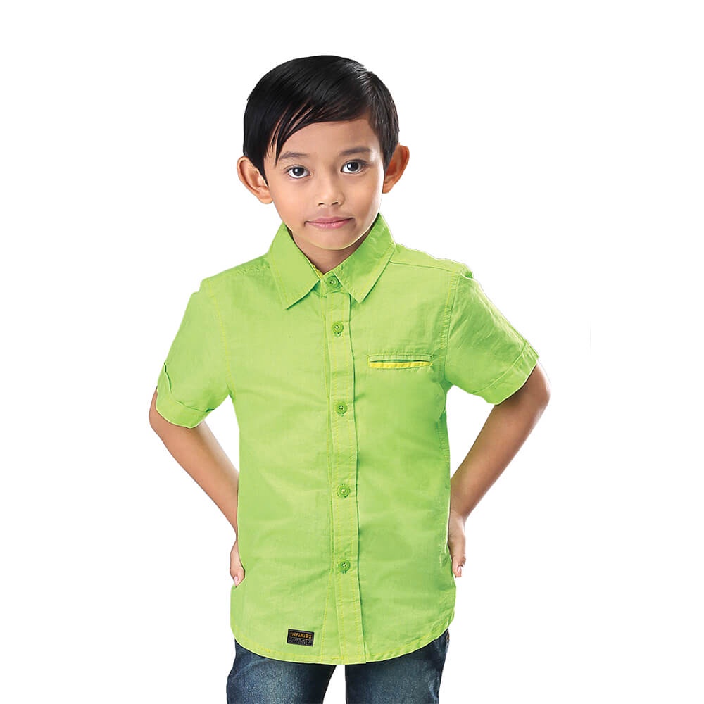 Baju Kemeja Anak Laki-laki Polos Lengan Pendek Keren