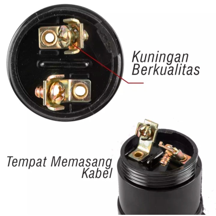 FITING GANTUNG BAGUS TEBAL  - FITING LAMPU GANTUNG  TEBAL STANDARD E27 KYOWA Hitam KW - 219B