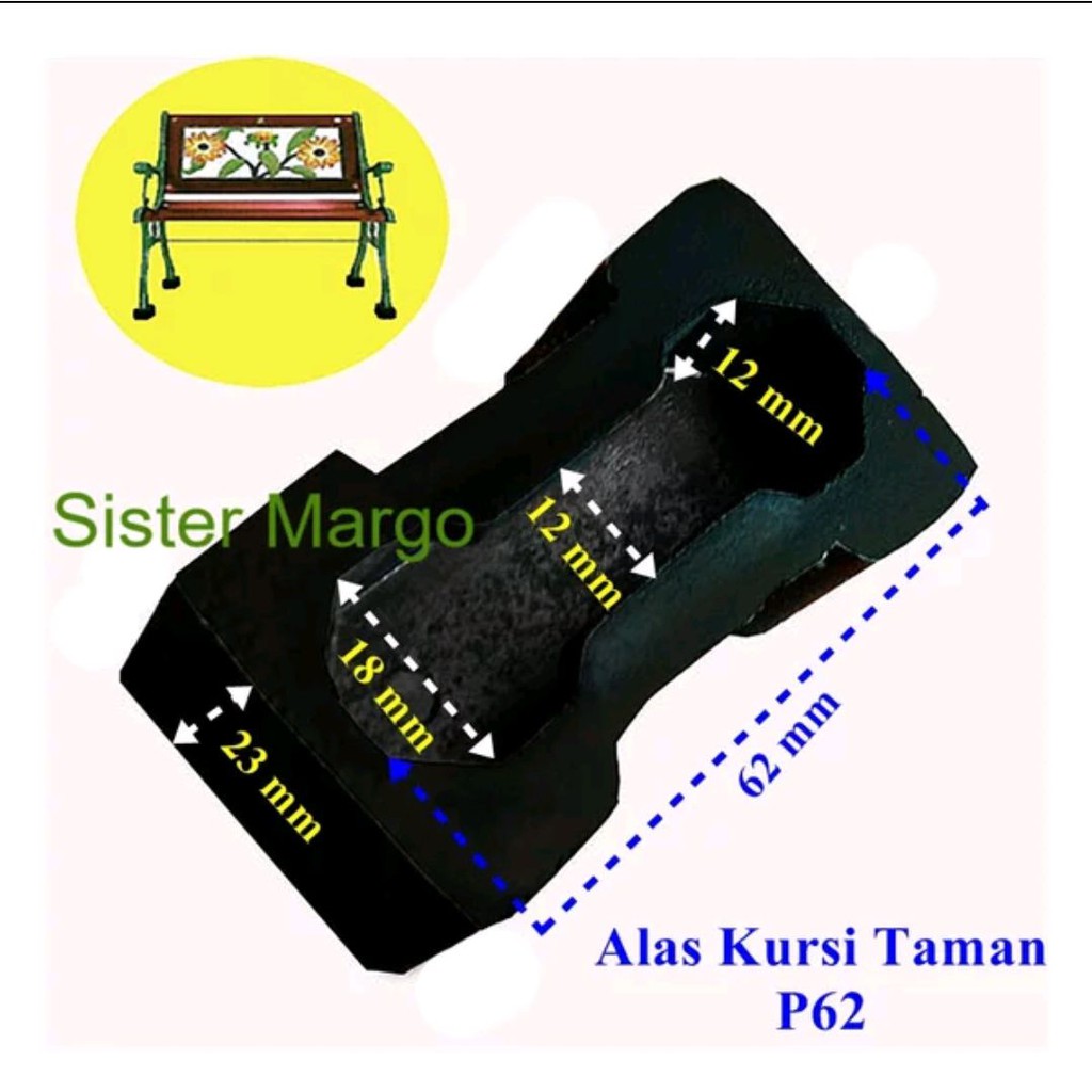 Karet Alas Pelindung Kaki Kursi Meja Taman Besi Tempa P62 Hitam Bagus - 2PCS