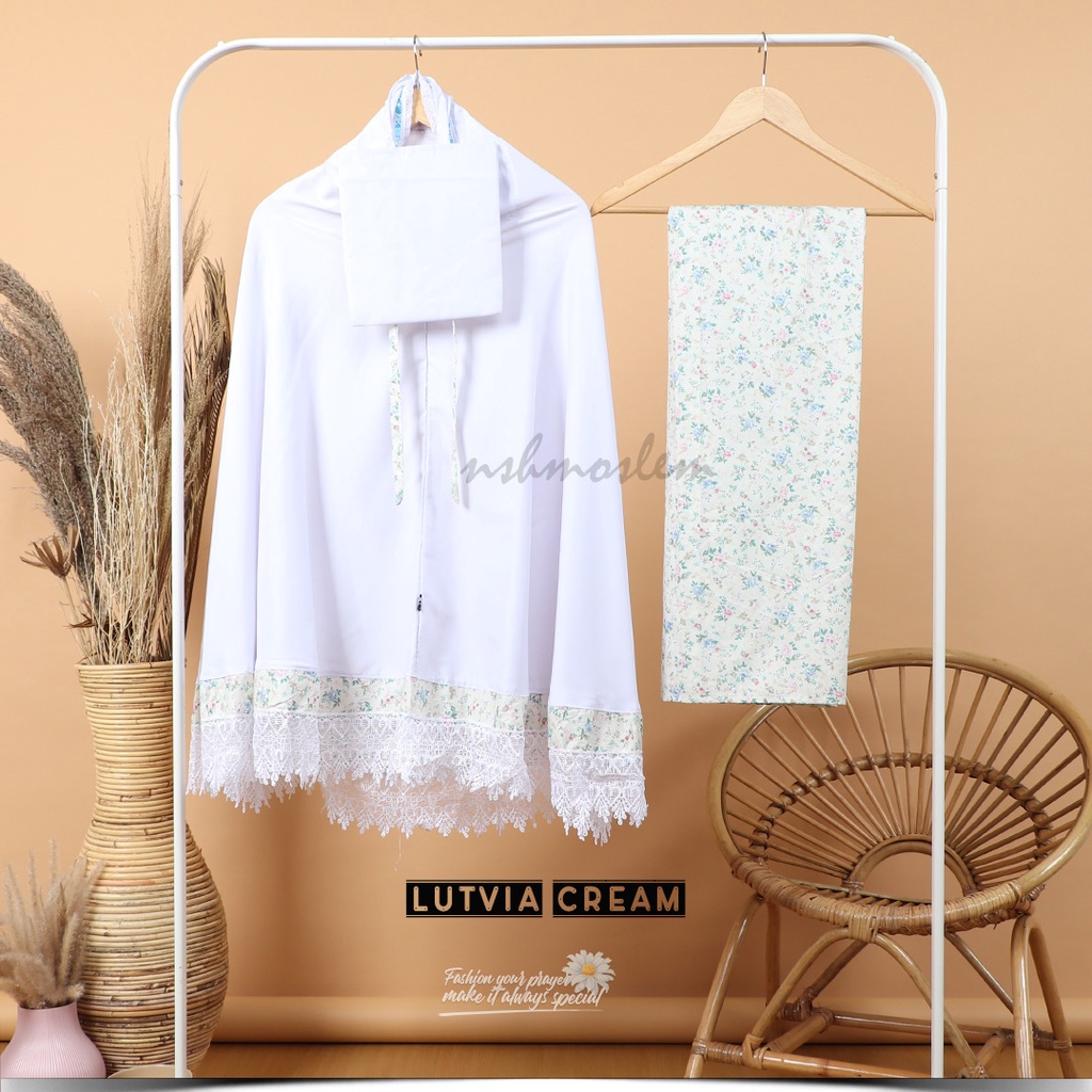 [𝓷𝓼𝓸] Mukena Anak Santri Renda Love (Muat Hingga Ukuran Tanggung banyak warna)-Lutvia Cream