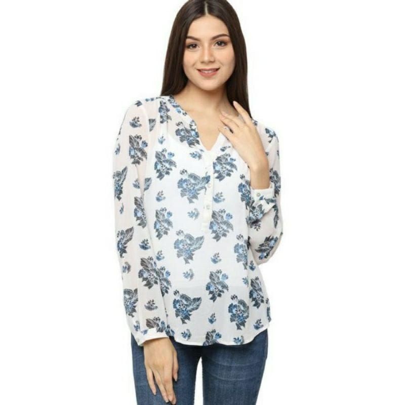 HM blue floral Carnation printed Blouse