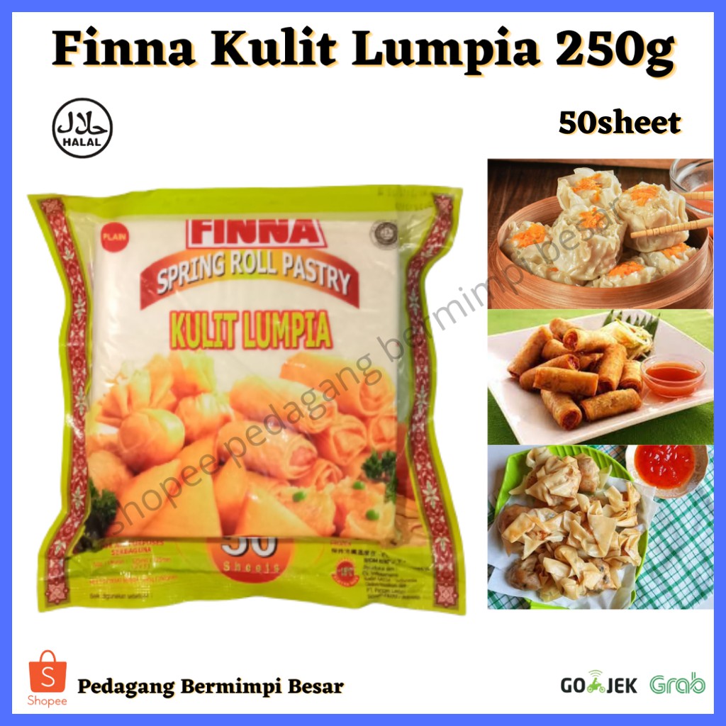 Finna Kulit Lumpia 250g/ Kulit Lumpia/ Kulit Dimsum/ FINNA SPRING ROLL PASTRY KULIT LUMPIA 125X125 M