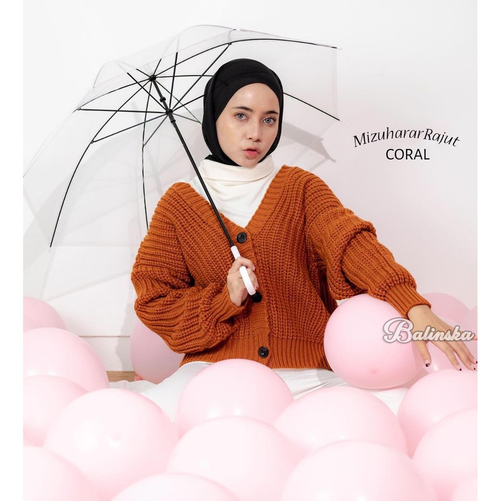 Aslyani Cardigan Rajut Premium Fluppy Bubble OVERSIZE MRDG-Teracotta MIA