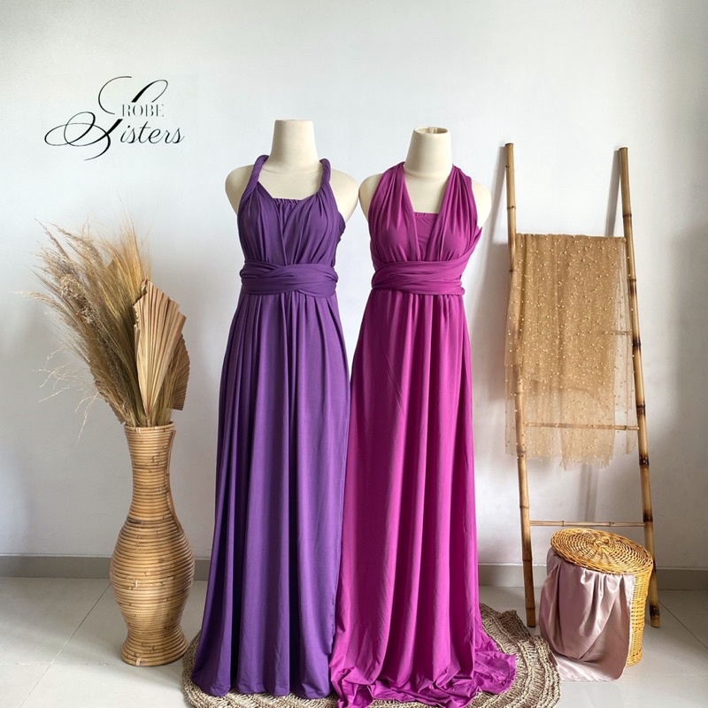 multiway dress infinity convertible dress lilit kemben pink magenta // purple ungu tua ready stock p