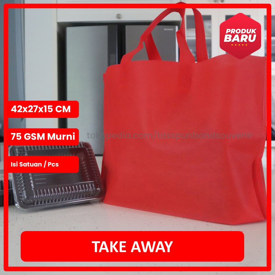 

Tas Spunbond Press Takeway 42x27x15 / TAS kotak brownis MERAH