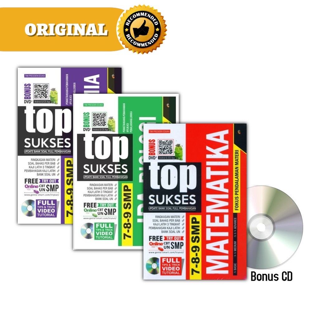Top Sukses Matematika IPA SMP 7 8 9 Bank Soal Matematika IPA SMP Full Pembahasan Plus CD