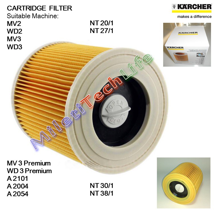 Karcher Cartridge Filter for MV WD2 WD3 NT20 NT27 NT30 NT38