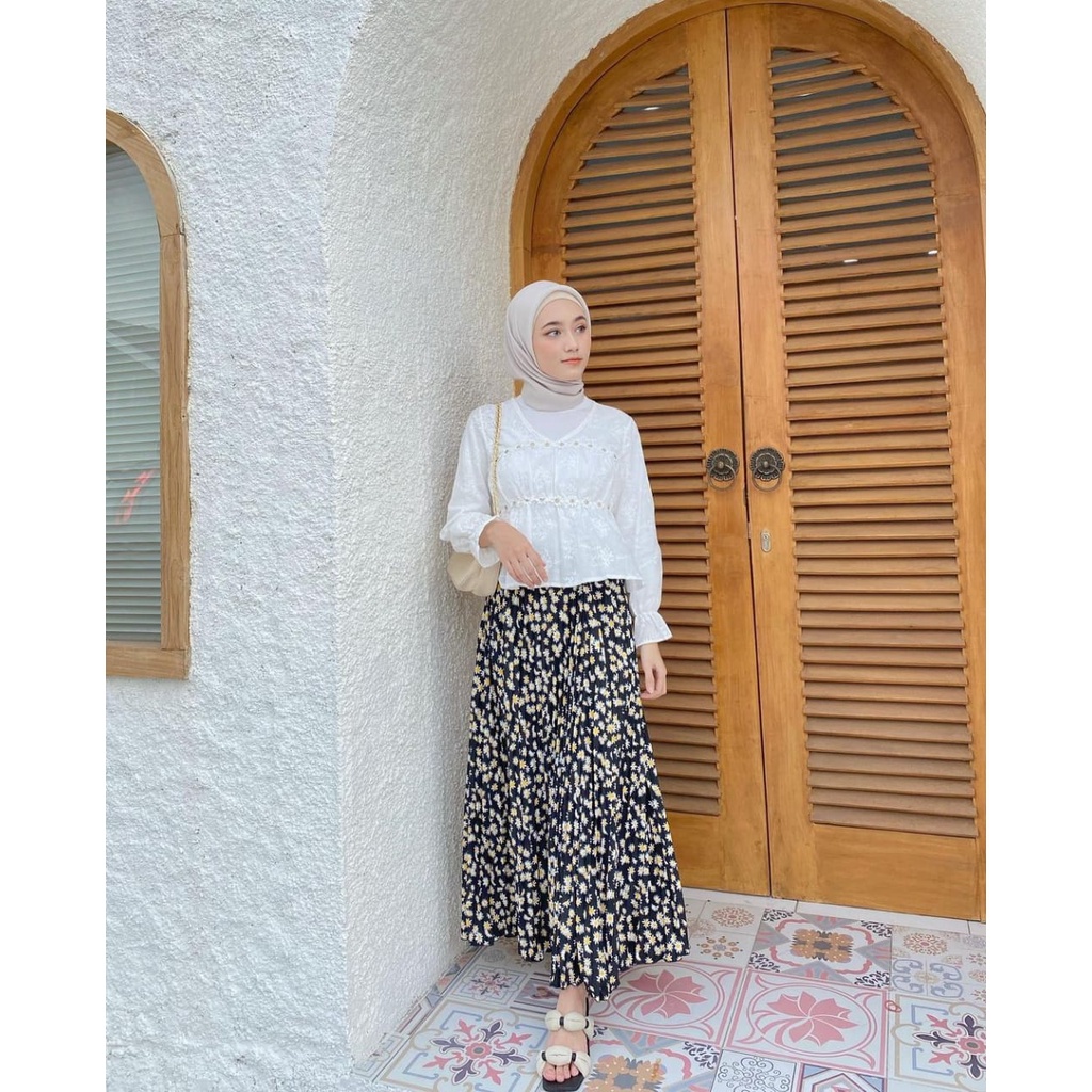DAISY FLORA ROK PLISKET  / PLEATED SKIRT PREMIUM MAYUNG / rok plisket premium rok panjang skirt rok