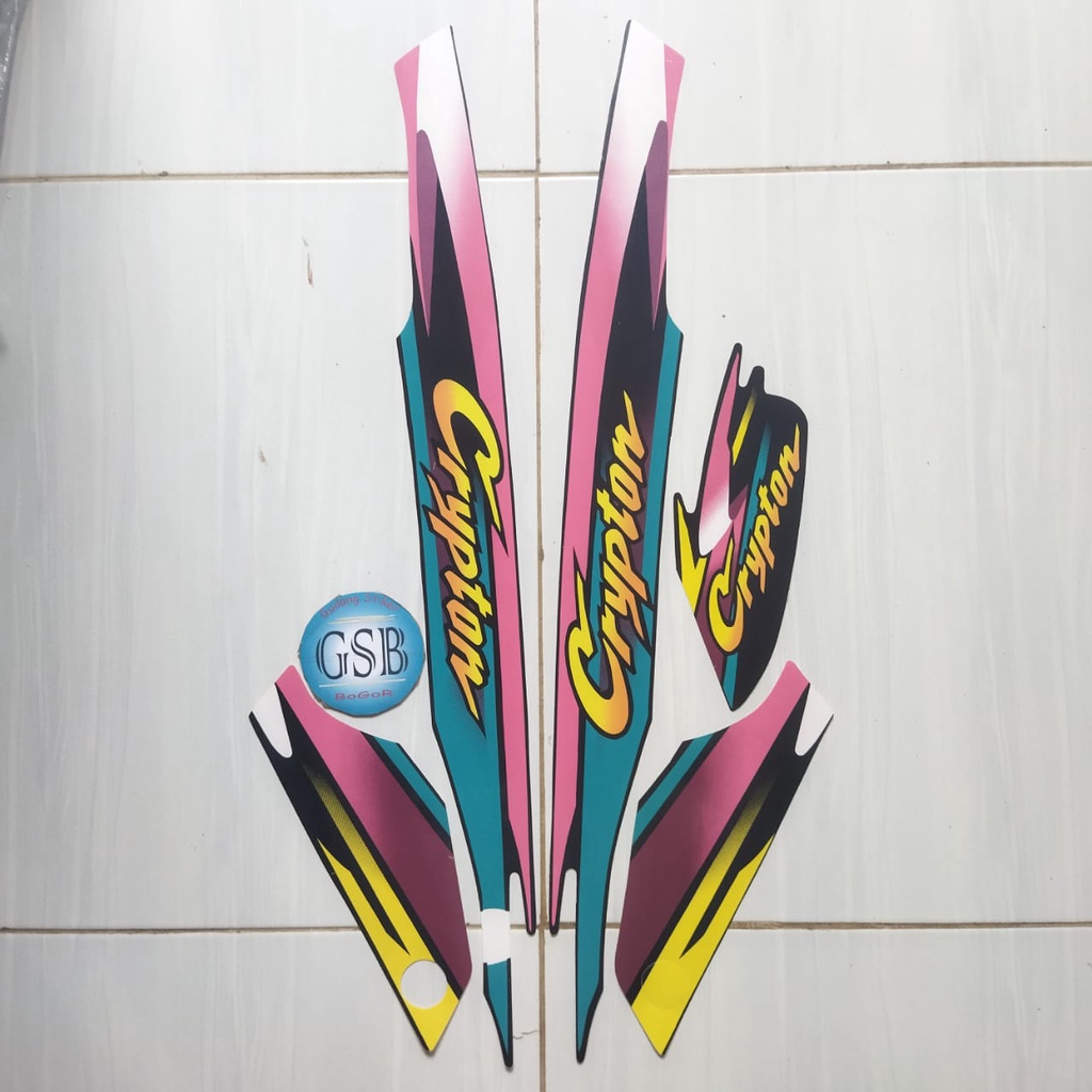 stiker striping motor  yamaha crypton 2000 hijau