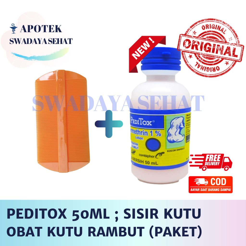 PEDITOX 50 ML Lotion PAKET Obat Pembasmi Kutu Rambut Ampuh Anak Dan Dewasa Sisir Shower Cap Penutup Rambut Efektif