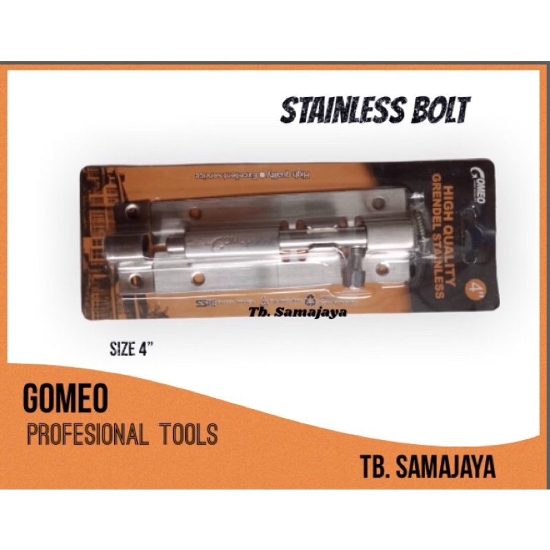 Grendel STAINLESS STEEL 4” . TEBAL . Slot pintu kunci pintu stainless steel