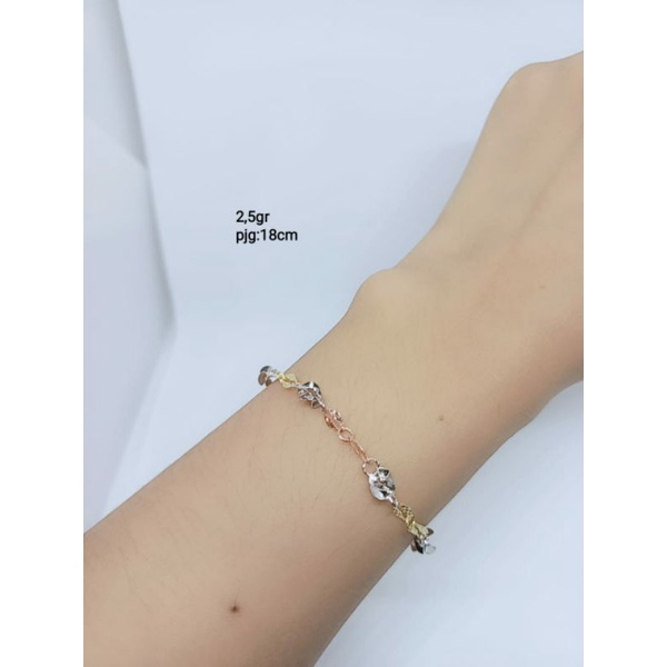 gelang rantai belimbing variasi + kombinasi warna/gelang perak silver 925 lapis emas/gelang fashion