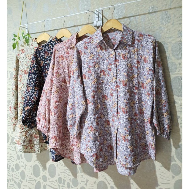 Kemeja flower oversize big size premium import