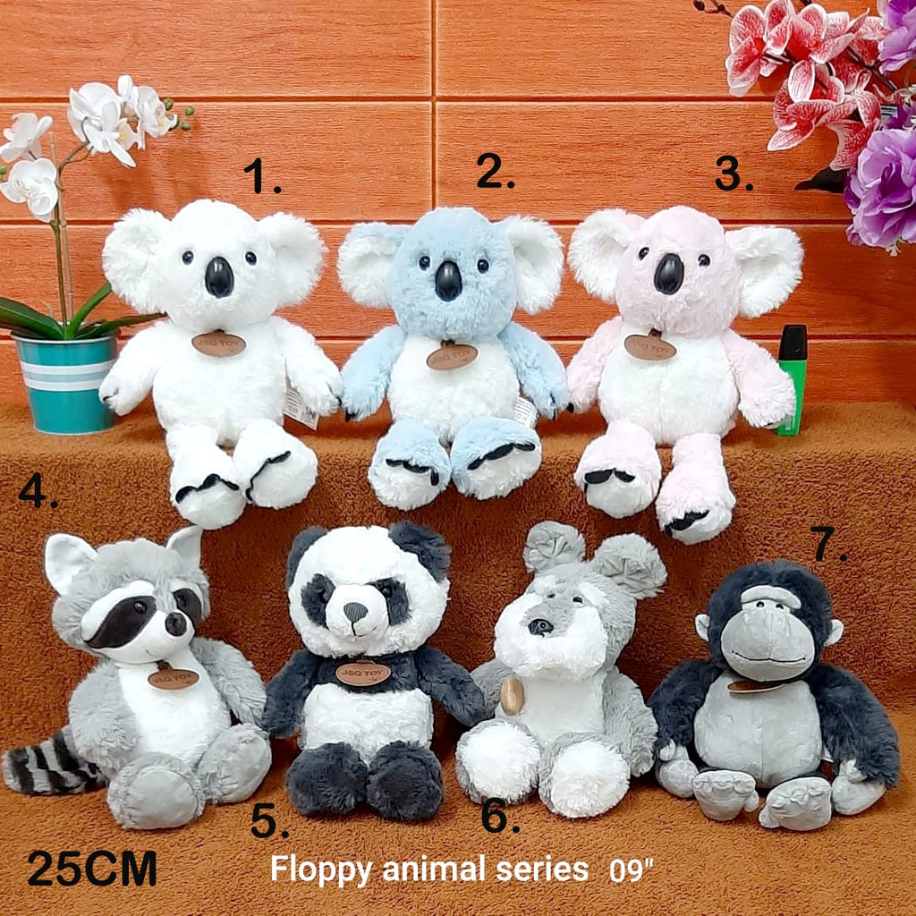 Boneka Floppy Animal Series Koala Musang Panda Keledai Kingkong Impor Hadiah Kado