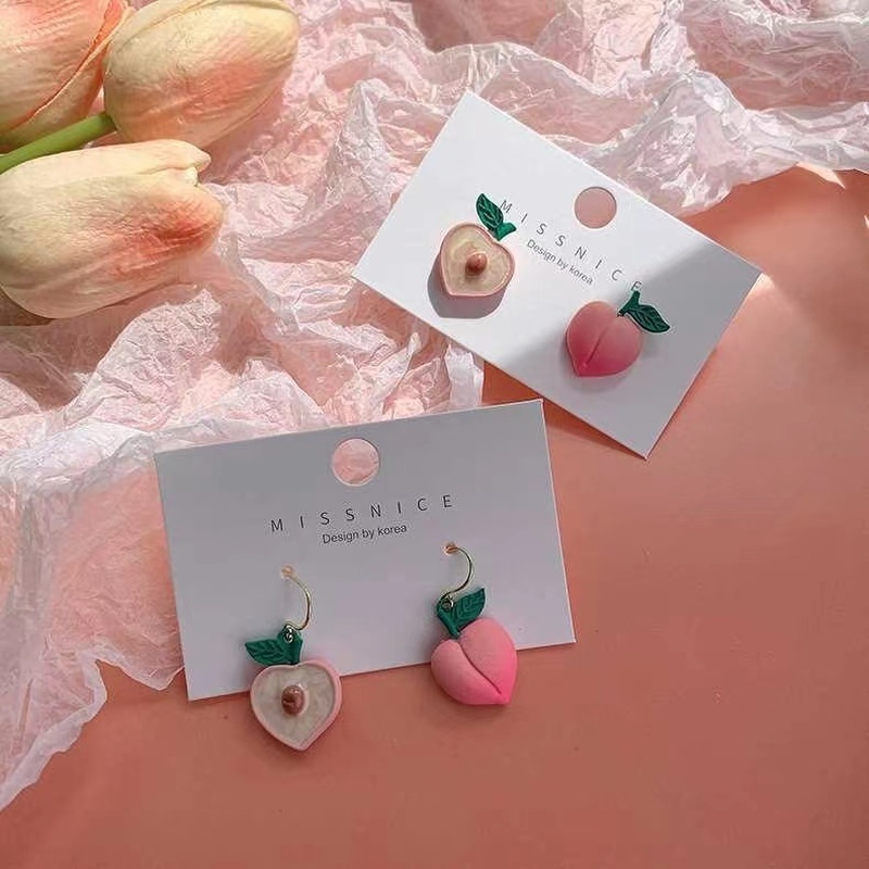 2choices Anting Tusuk Sterling Silver 925 Model Buah Peach MINI Untuk Wanita