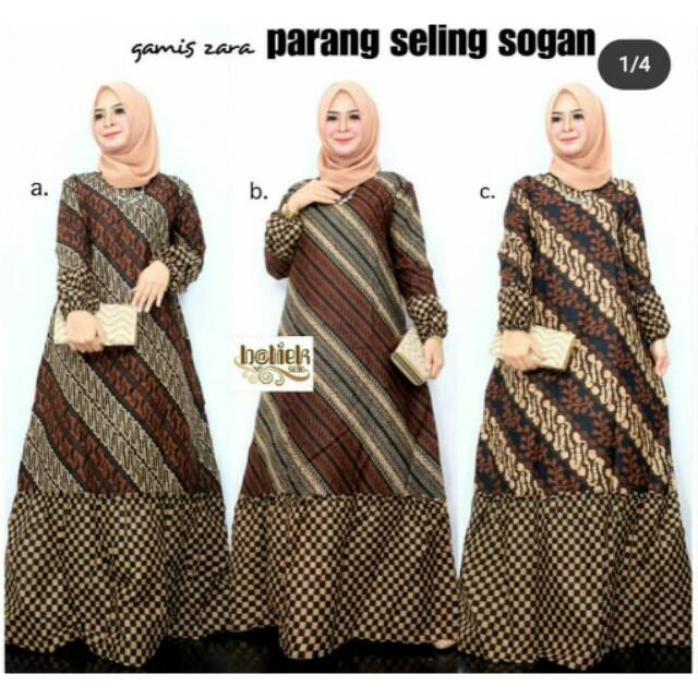 Gamis Parang Seling Sogan Batik Rampel Baju Muslim Wanita Lawasan