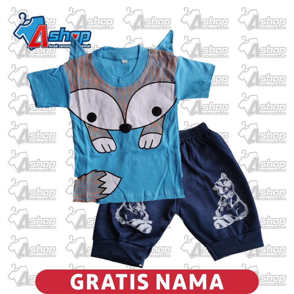 Baju Bayi Setelan Motif Rubah 3 sampai 18 bulan