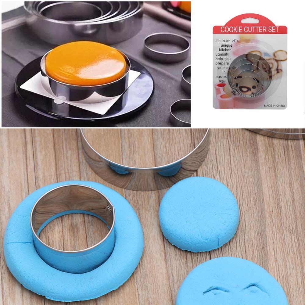 Preva 5 Pcs Bulat Lingkaran DIY Slicer Mousse Ring Cetakan Lapis Cookies Cutter