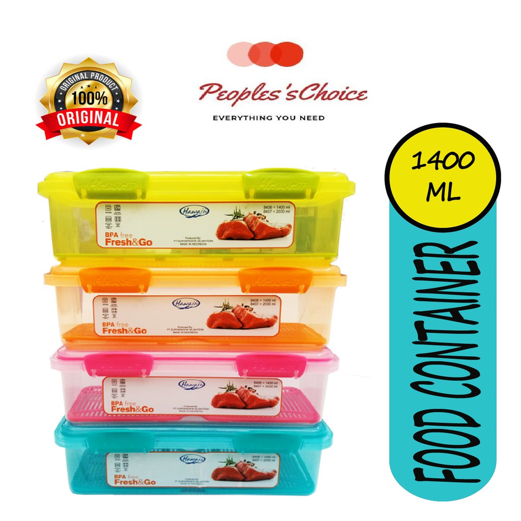 Hawaii Fresh &amp; Go Kotak Makan / Sealware 1400mL / Food Storage / Kotak Tempat Menyimpan Daging / Kotak Plastik