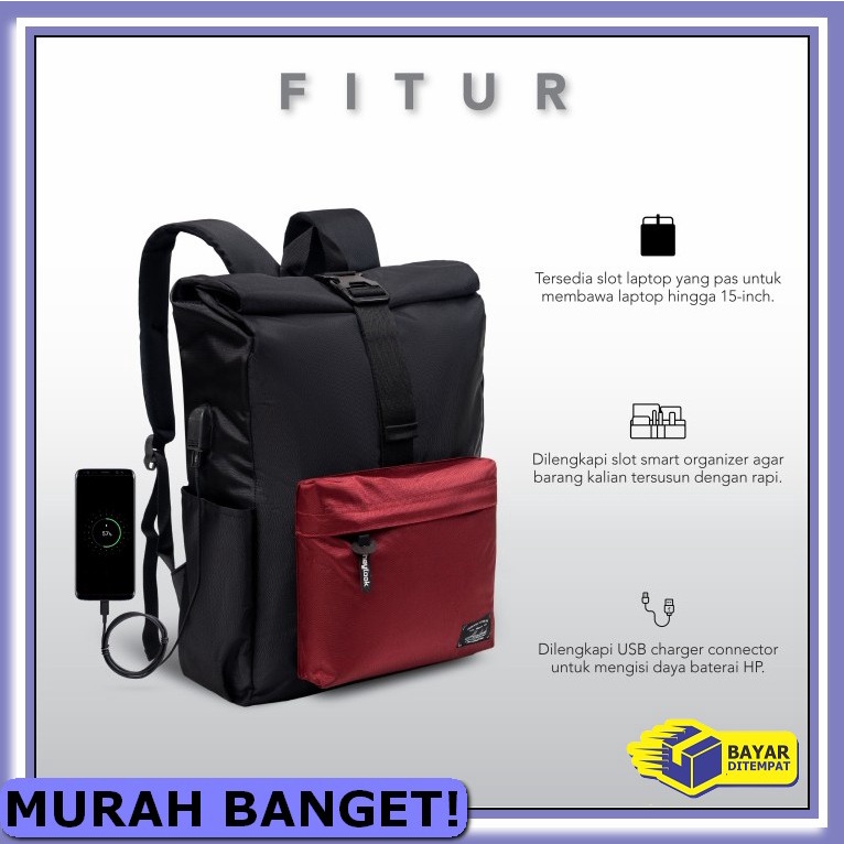 Tas Ransel Pria Kecil Harian Wanita Dewasa Travel Olahraga Lari O ZL376 Tas Backpack Pria Original