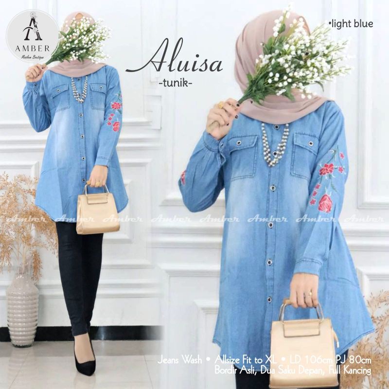 Blouse Wanita Korean Style / Watergun Top Blouse By Masilca / Baju Atasan Wanita Kaos Blouse Murah-Aluisa Jens