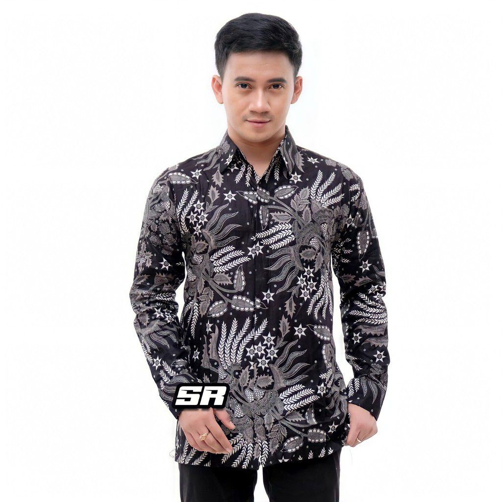 Kemeja Batik Pria Manggar Abu