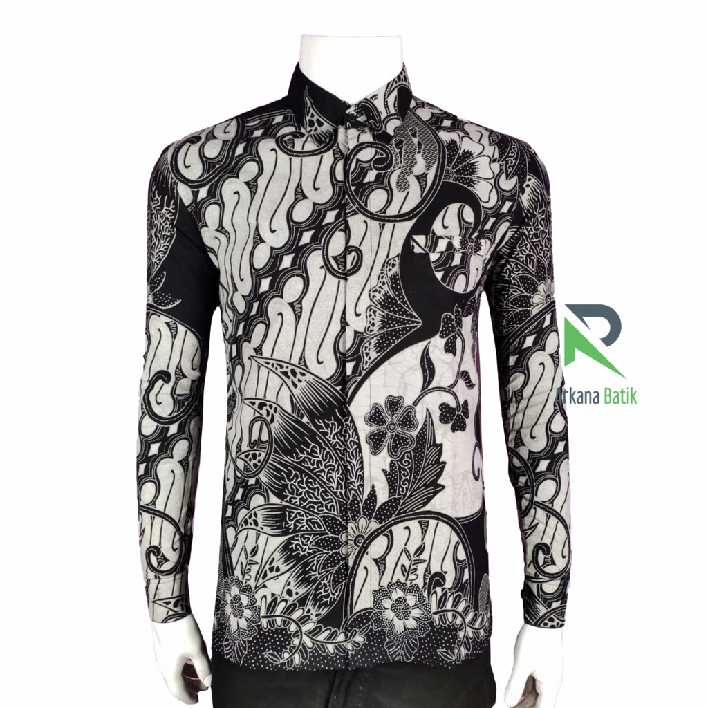 BATIK SLIMFIT Monocrome Arkana  Special Premium Kemeja Baju Pria Lengan Panjang Elegan Slimfit