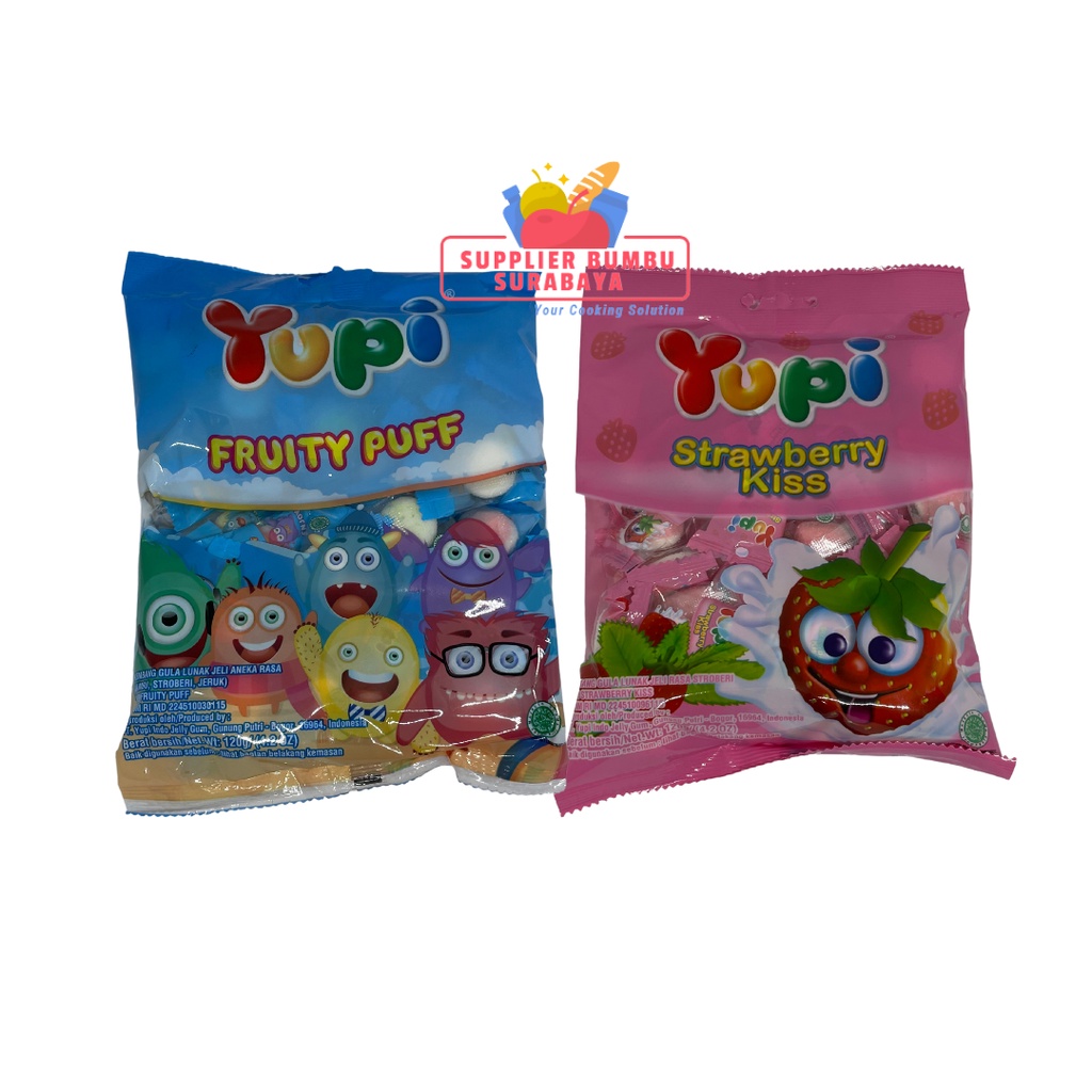 Permen Jelly Yupi Bag Strawberry Kiss Fruity Puff 120g