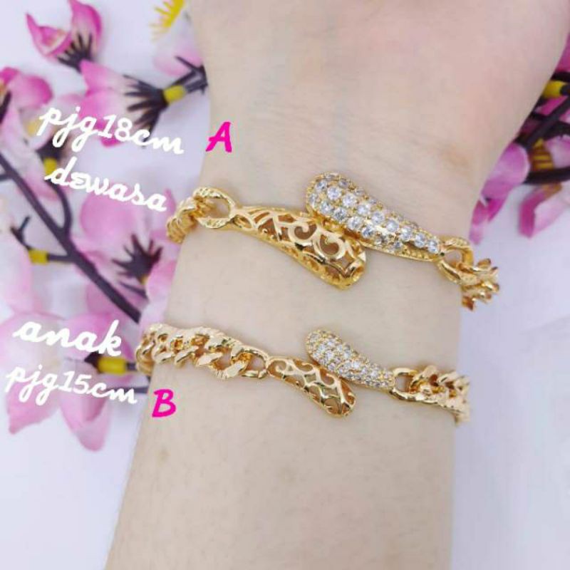 Gelang dewasa rante korea dan anak rantai xuping lapis mas GRX-08