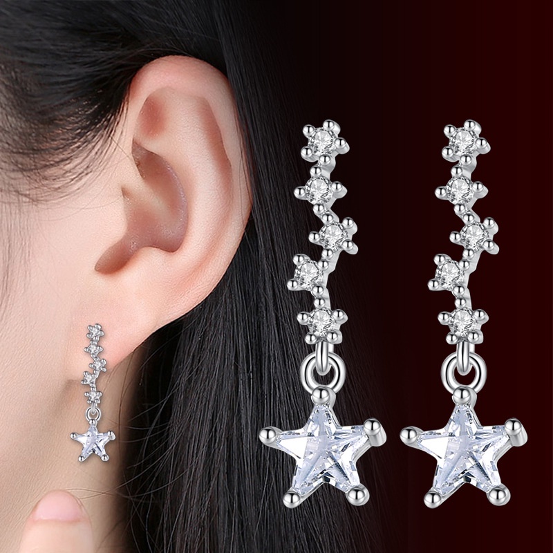 Anting Perak 925 Wanita Galaxy Bintang Fashion Perhiasan/Subang Telinga anting perempuan