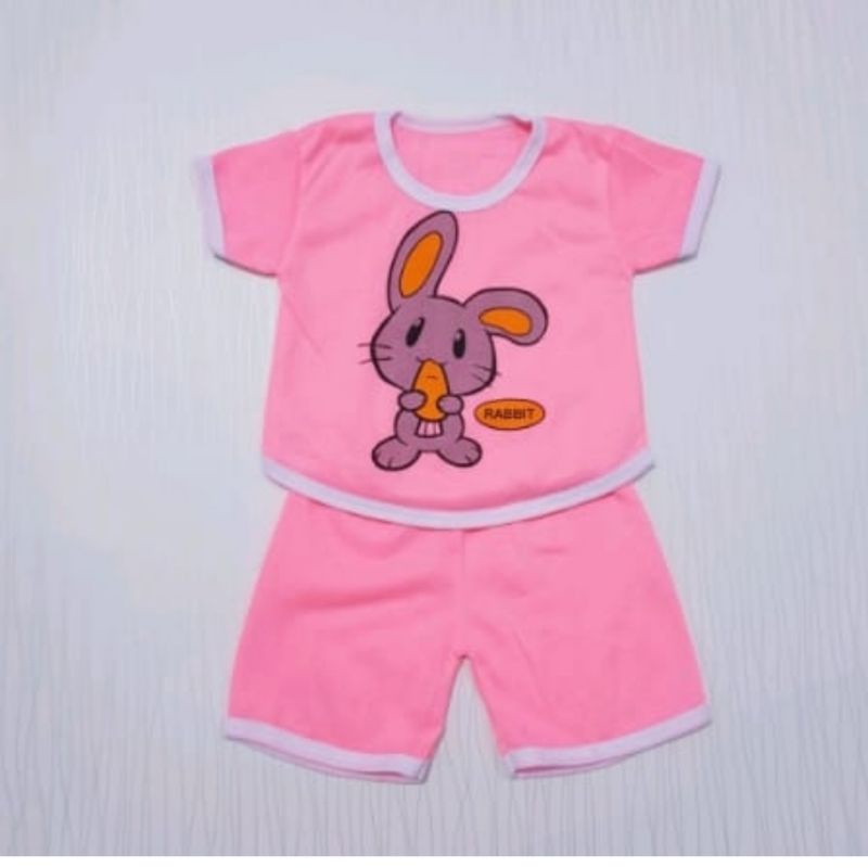 SETELAN BAJU ANAK PAKAIAN LUCU BAYI KARAKTER KELINCI MURAH USIA 0-1THN