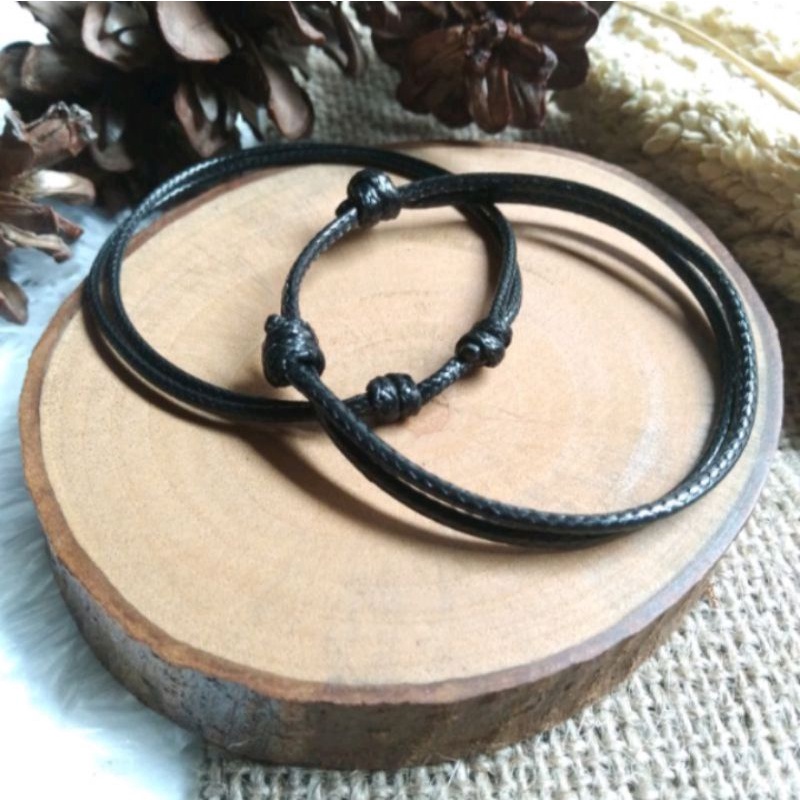 Gelang tali korea hitam polos