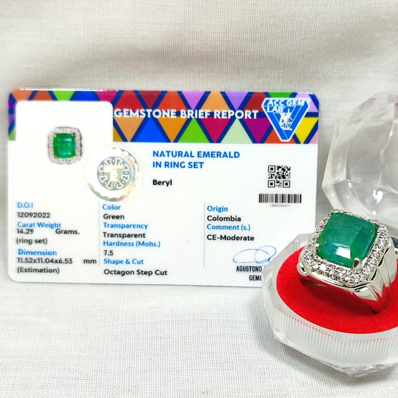 BATU PERMATA ZAMRUD COLOMBIA ASLI NATURAL LENGKAP DENGAN MEMO/ SERTIFIKAT, BATU PERMATA ZAMRUD COLOM