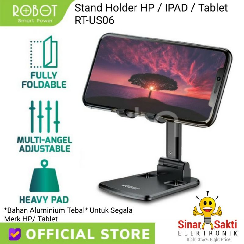 Robot Stand Holder HP IPAD Tablet Lipat Universal RT-US06 Meja Besi