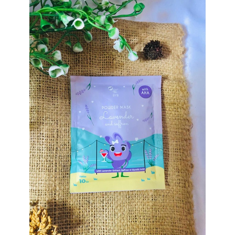 SYB Powder Mask / Masker organik yang dapat mengatasi semua permasalahan kulit wajah bisa untuk mencerahkan, menghilangkan bekas jerawat, mengecilkan pori pori, menglowingkan, menghaluskan dan harganya murah meriah bestsaller