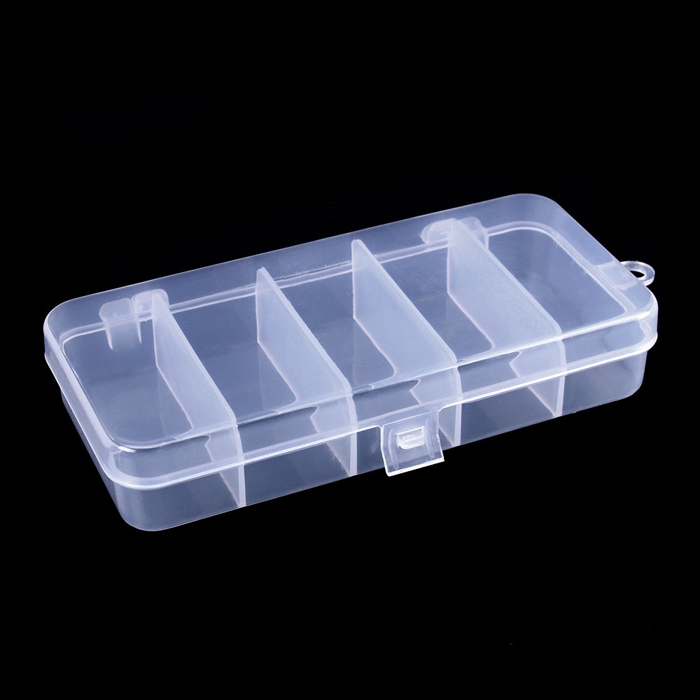 HENGJIA 1PC 5 Grid Transparent Fishing box waterproof Fishing Case 13*6*2.4cm Umpan Pancing Ikan Tackle