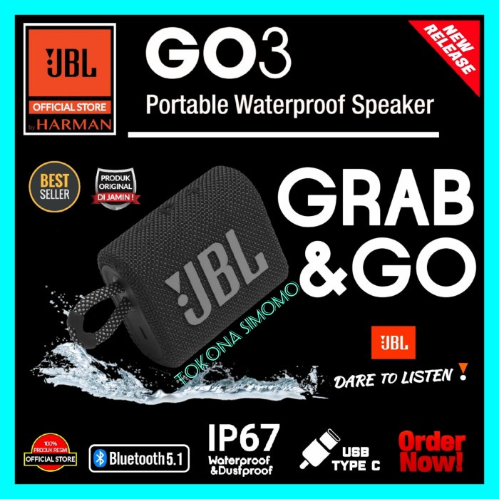 Speaker Jbl - Jbl Go 3 Portable Waterproof Bluetooth Speaker Original