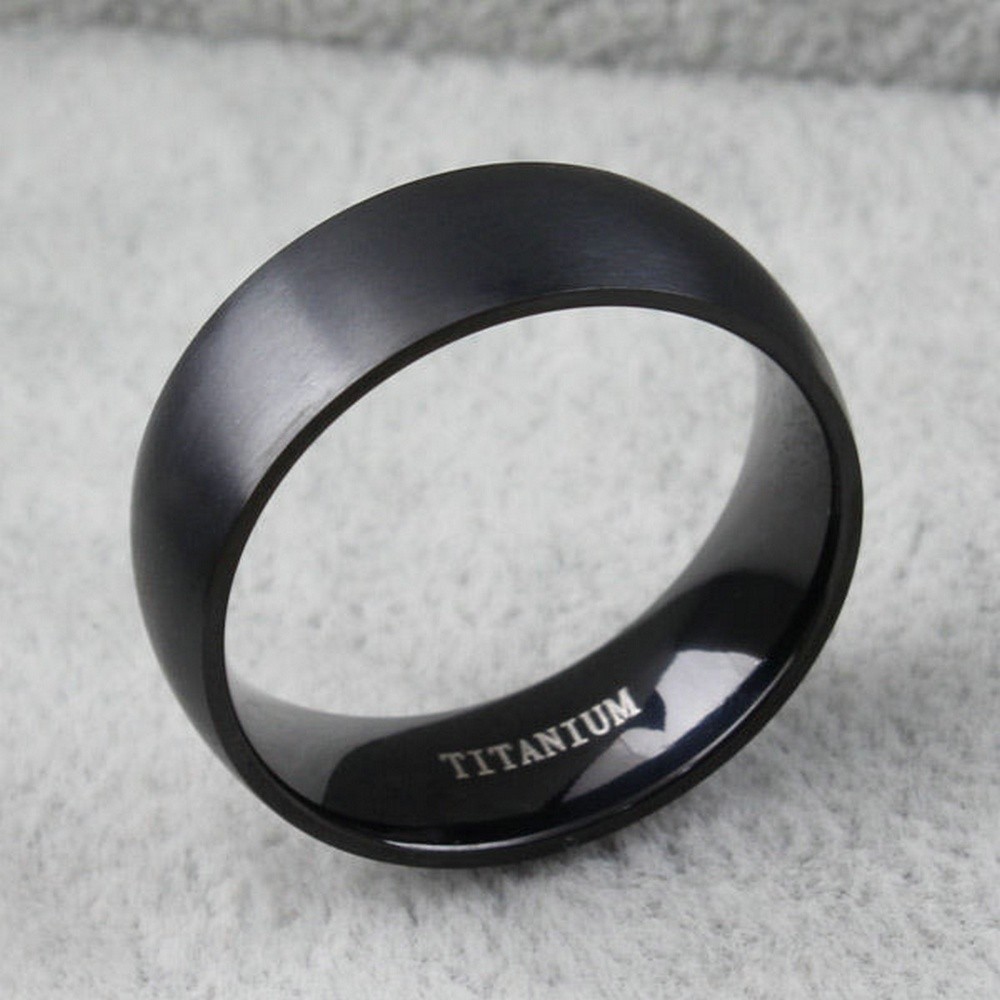 Fashion Wanita Gadis Stainless Steel Cincin Gaya Lebar Hitam | Hadiah Perhiasan