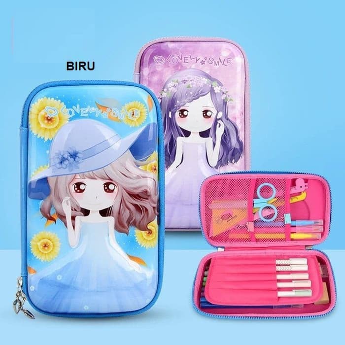 

Tempat pensil dan alat tulis Smiggle EVA Hardcase PRINCESS 3D - Biru