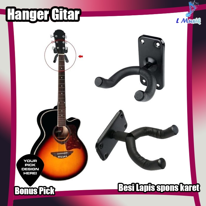 HANGER GITAR BASS Gantungan Dinding Besi Gitar / Hanger Gitar / Bracket Holder Hitam