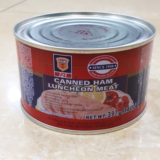 Maling Ham Pork Luncheon Meat TTS 397gr Daging Ham Merah Ma Ling Tts Babi