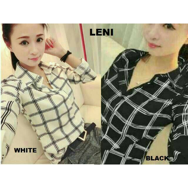 Kemeja Kotak Leni Lengan Panjang Wanita/Cewek