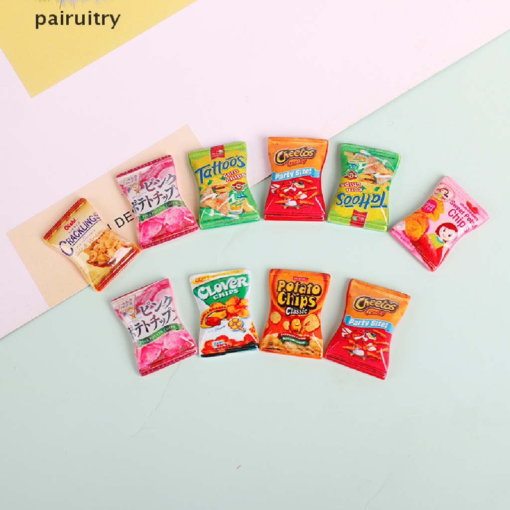 Prt 10pcs / set Mainan Miniatur Keripik Kentang Untuk Aksesoris Dapur Rumah Boneka DIY PRT