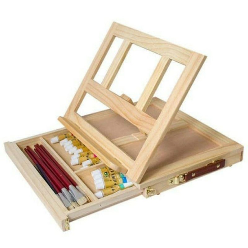 ( Custom Alat Lukis ) Easel Meja / Dudukan Kanvas / Tempat Penyangga Kanvas Wooden WE0023