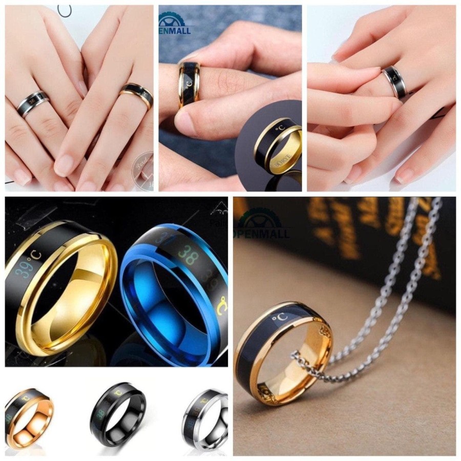 Cincin Pengukur Suhu Tubuh Cincin Thermometer Smart Ring Titanium Pria Wanita