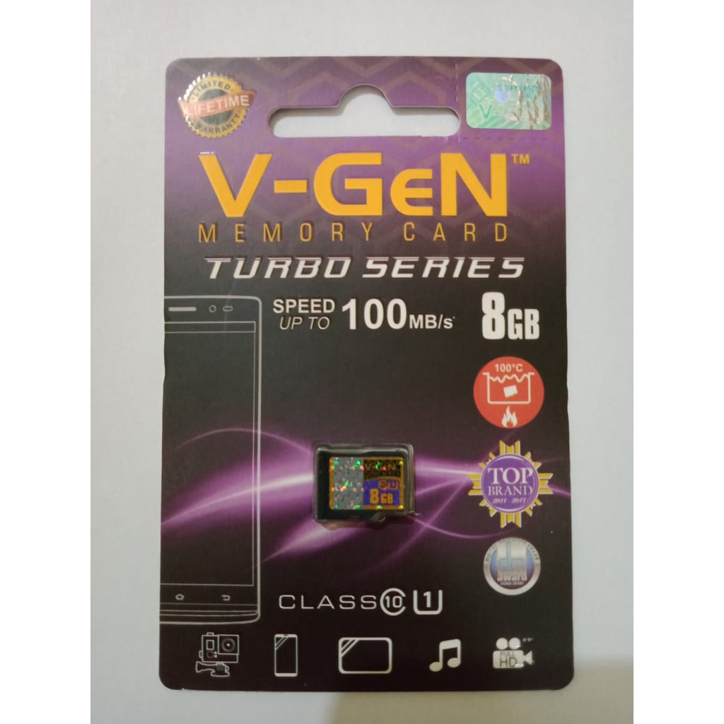 Micro SD 8 GB Turbo Series Class 10 100MB/s V-GeN (Non Adapter)