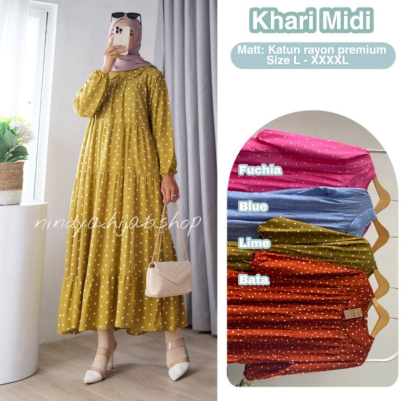 Khari midi dress jumbo kekinian S-XXXXL homey dress