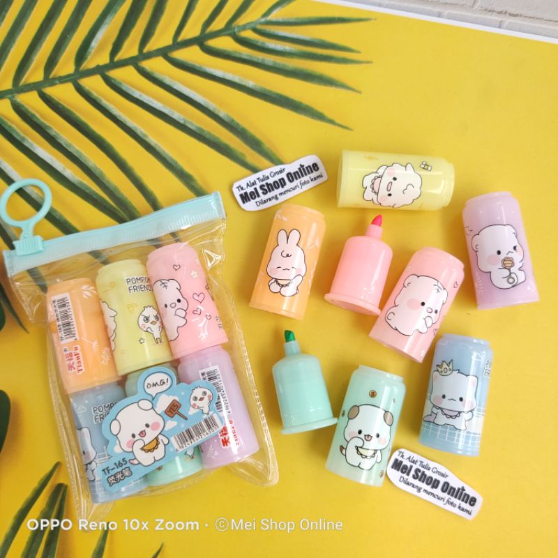 

Highlighter Karakter 6 Set Penanda Buku Berwarna 6 Warna Lucu