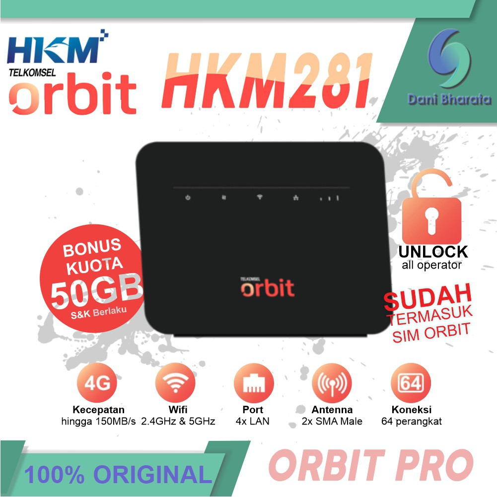 Telkomsel Orbit Pro HKM281 Modem Router Free Kuota 50GB Unlock Router